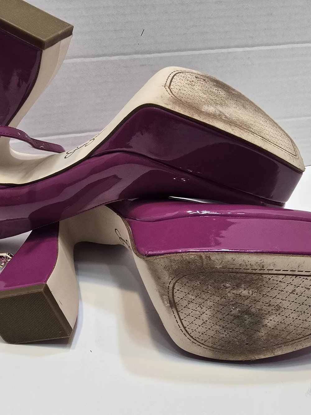 Jessica Simpson Magenta Patent Platform Slingback Pumps